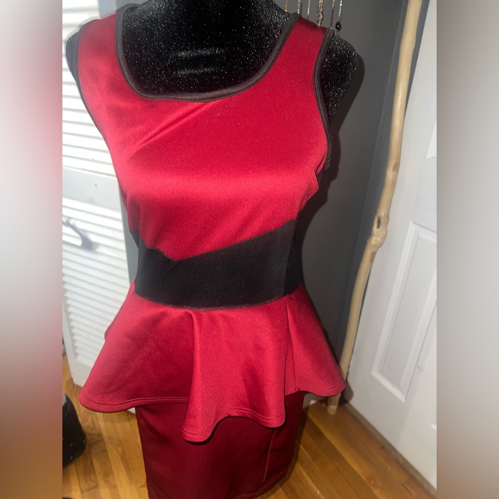 Burgundy dress with black mesh